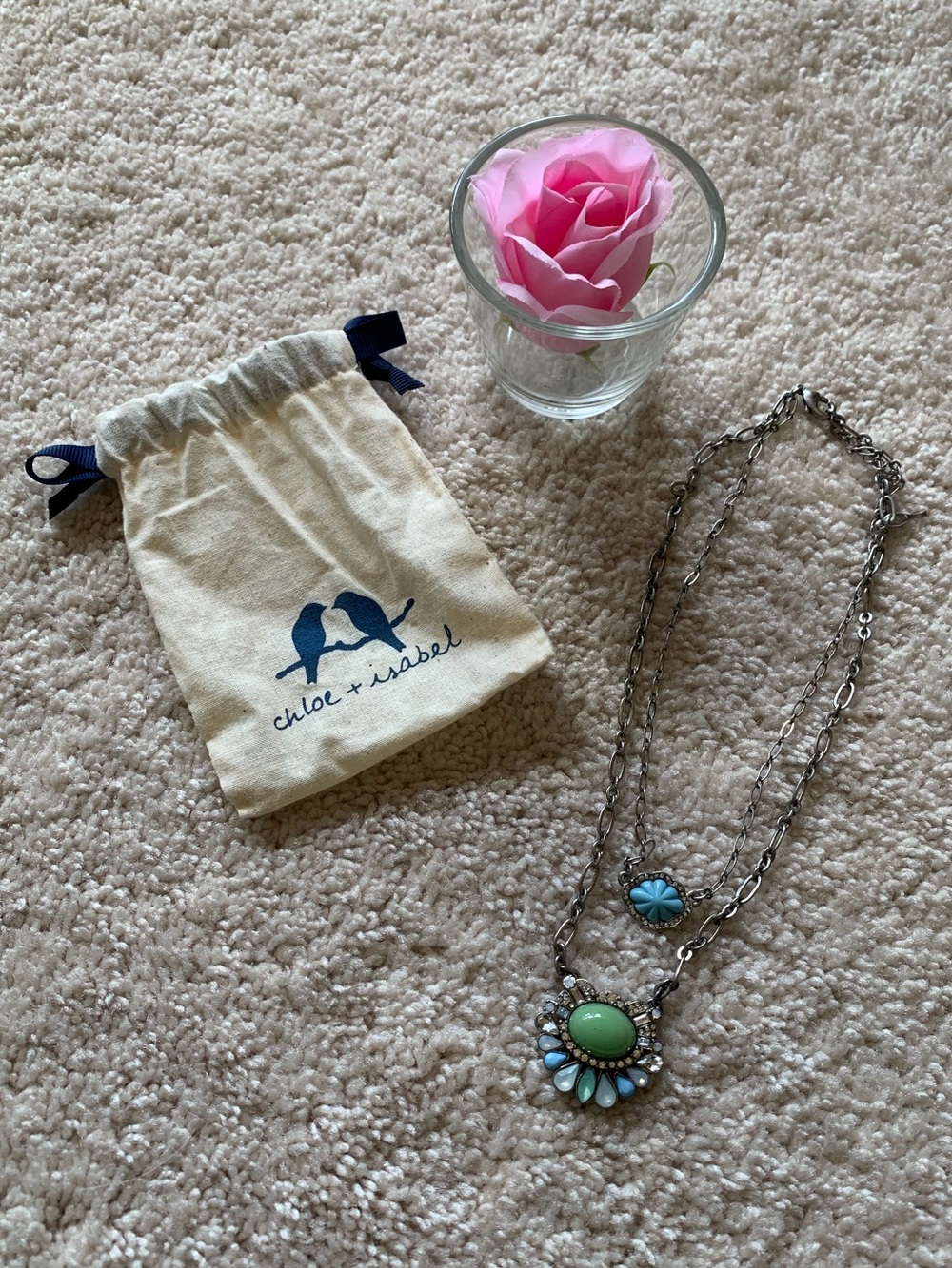 {Chloe + Isabel} EUC! Silver-Tone Necklace with Turquoise & Green Accents